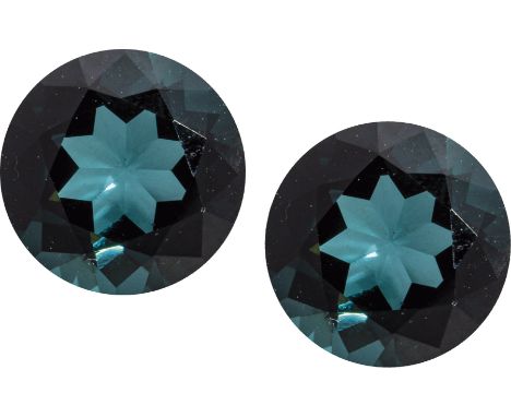 Indigolith-Paar Rund facettiertes Indigolith-Turmalin-Paar zus. 4,940 ct. D. 9 mm.&nbsp;Bitte beachten Sie, dass dieses Objek