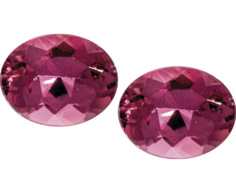 Himbeerrotes Turmalin-Paar Oval facettiertes Turmalin-Paar 9x7 mm. zus. 3,990 ct.&nbsp;Bitte beachten Sie, dass dieses Objekt