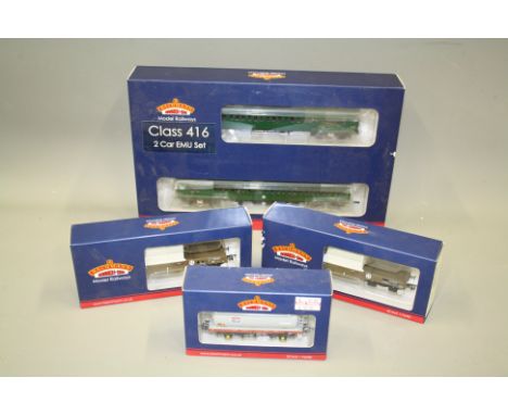 A BACHMANN CLASS 416 2 CAR EMU SET, together with THREE BACHMANN WAGONS. (4)
