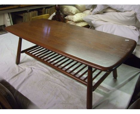 ERCOL RECTANGULAR COFFEE TABLE WITH MAGAZINE SHELF BELOW