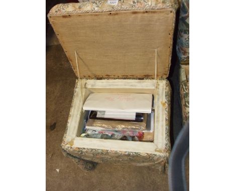 FOOTSTOOL OF EMBROIDERY / TAPESTRY ITEMS