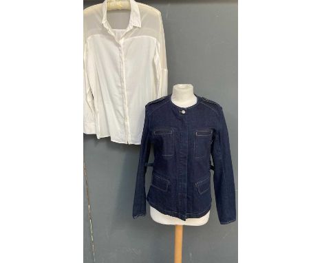 Nicole Farhi Diversion Cream Wool Chunky Knit Cardigan, relaxed style and loose fitting with long sleeves, patch pockets (siz