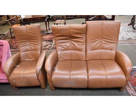 A Leather Upholstered Reclining Two Seat Sofa and Armchair, Himolla, Germany