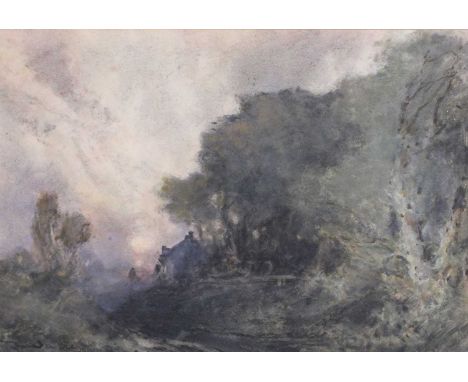 Stephen Frank Wasley (1848-1934) "Sunset"Signed, with inscribed label verso, mixed media, together with a further work by the