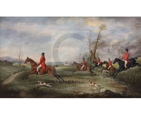 Circle of John Ferneley, Jnr (1815-1862)pair of oils on wooden panelsHunting scenes - At Full Crybears signature12 x 20in.