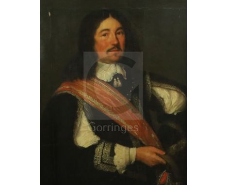 Attributed to Jacob Cuypoil on panelPortrait of a gentleman wearing a sash and lace-trimmed coat30.5 x 24in.