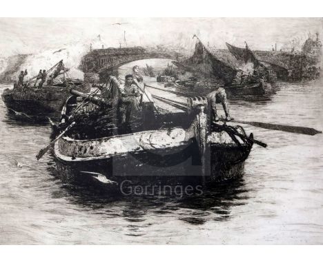 William Lionel Wyllie (1851-1931)etchingShooting the Bridge, Rochestersigned in pencil14 x 19in.