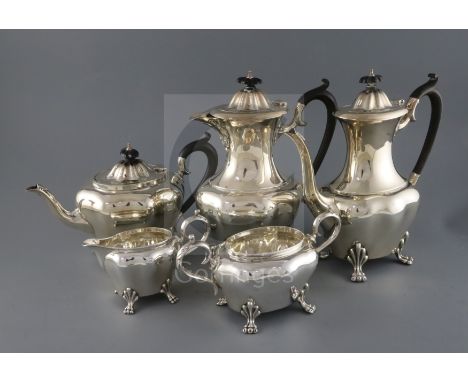 An Edwardian five piece silver tea and coffee service, by C.G &amp; Co, of inverted baluster form, Birmingham 1909, gross 68 