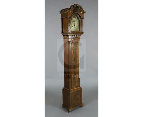 A 20th century mahogany cased chiming grandmother clock, in George III style case, with brass Tempus Fugit dial and movement 