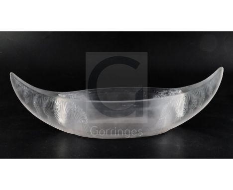 A Rene Lalique 'Acanthes' frosted glass jardiniere, model No. 3460, c.1927, stencilled mark 'R. LALIQUE FRANCE', W. 45.3cm