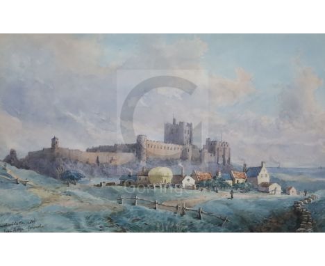 General Sir John Miller Adye (1819-1900)watercolourView of Bamburgh Castle, Northumberland,titled 'Bamboro' [sic] Castle', si