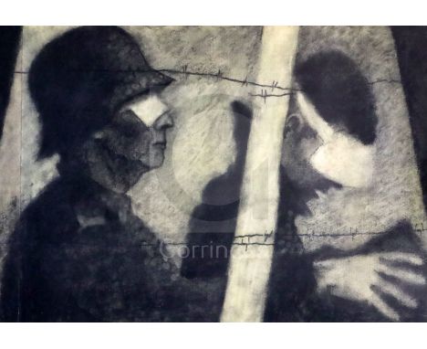 Gerald R. Jarman (British, 1930-2014)charcoal on paperWW1 Series; 'Soldiers with Bandaged Eyes'14.5 x 21in.