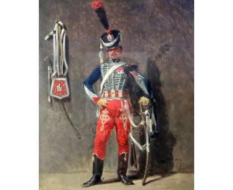 Adolphe Yvon (French, 1817-1893)oil on canvasFull length portrait of a cavalry officersigned22.5 x 19in.