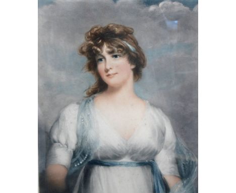 SYDNEY S. WILSON; a portrait of a young lady in 19th century dress, signed lower right and bearing blind stamp, framed and gl