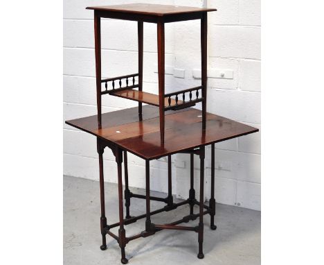 A Victorian Pembroke table and a small mahogany side table with lower shelf and gallery sides (2).