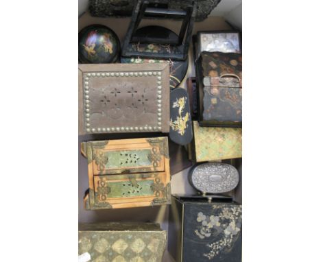 A collection of mainly Oriental boxes to include jewellery boxes and trinket boxes.