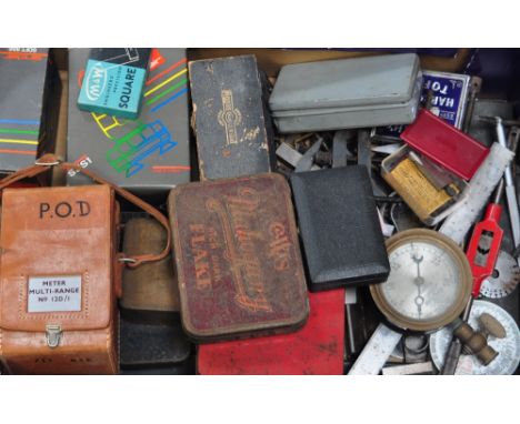 A quantity of engineering tools and measuring instruments.