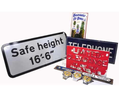 An interesting collection of automotive and railway related signage to include Michelin and Shell advertising signs, a railwa