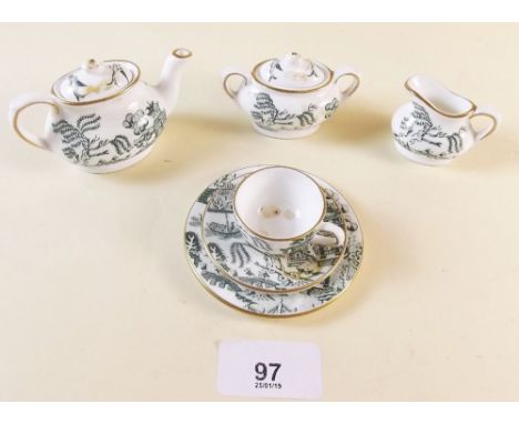 A Coalport miniature tea service 'Willow' in green