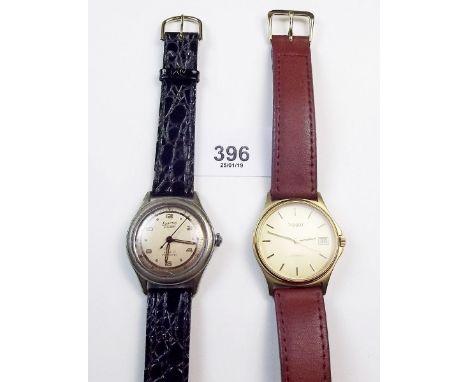 A gents Tissot gold plated automatic wrist watch and an Exactus automatic vintage wrist watch