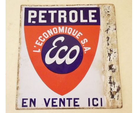 A French double sided enamel 'Petrole' sign