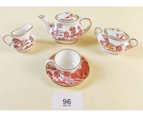 A Coalport miniature tea service 'Willow' in red