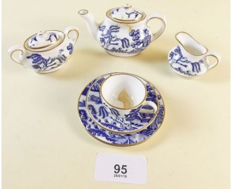 A Coalport miniature tea service 'Willow' in blue