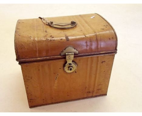 A small size antique tin trunk - 30cm wide