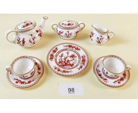 A Coalport miniature tea service 'Indian Tree' in red