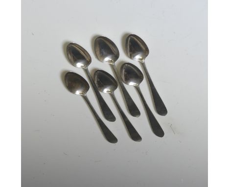 A set of six George III Irish silver Teaspoons, marked for Dublin and with makers mark probably 'EP', Celtic Point, the finia