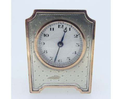 A George V silver miniature Timepiece, by&nbsp;John Collard Vickery, hallmarked London 1913, with engine turned decoration, t