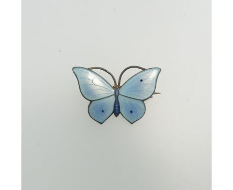 A Norwegian silver and enamel Butterfly Brooch, by Marius Hammer, in pale blue, marked on the reverse 930S and with makers ma