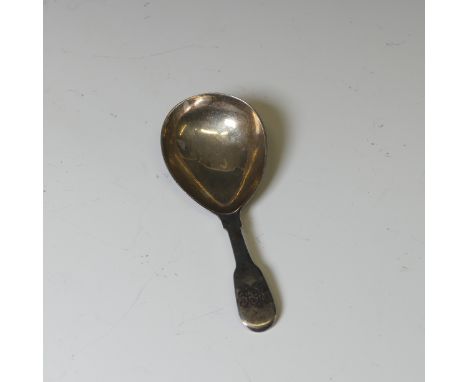 A George III silver Caddy Spoon, by William Eley I &amp; William Fearn, hallmrked London, 1804, fiddle pattern, the handle mo