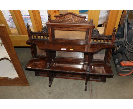 An Edwardian inlaid rosewood wall shelf