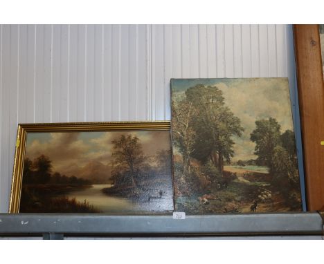 Oil on canvas of a Scottish highland scene, and a study after Constable&nbsp;