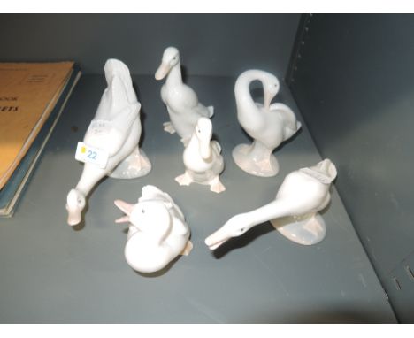 Two Lladro, two Nao and two similar studies of Geese