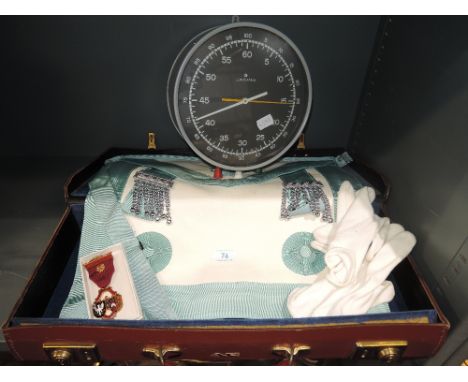 A selection of masonic regalia and large Junghans stop watch