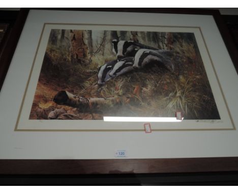 A print , after Dorothee Burton Hyde, badgers