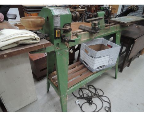 A Nu Tool woodworking lathe and selection of tools