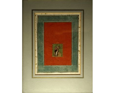 An Indian miniature portrait painting of a Sikh gentleman in profile, opaque watercolour on paper, 19th Century, in broad cor