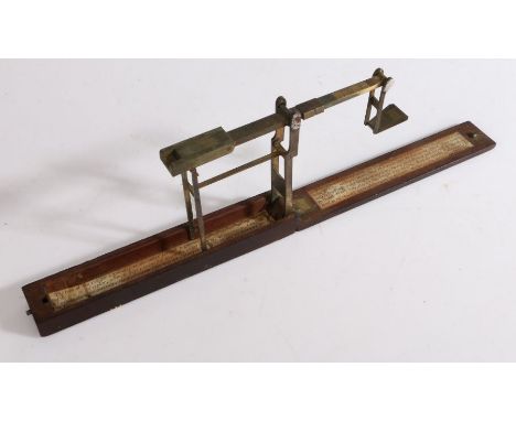 Early 19th Century folding guinea balance by Wilkinson of Ormskirk, the folding scale housed in a mahogany case with interior