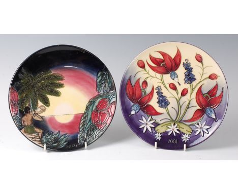 A limited edition Moorcroft pottery year plate for 2000 in the Birth of Light pattern, of circular form, designed by Emma Bos