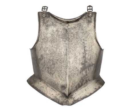 A RARE SOUTH GERMAN BREASTPLATE OF DUPLEX CONSTRUCTION, NUREMBURG, CIRCA 1580, of siege weight, formed in one piece with a st