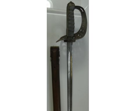 A VICTORIAN 1895 PATTERN INFANTRY OFFICER~S SWORD RETAILED BY MANTON &amp; CO. CALCUTTA, with etched blade marked ~London Mad