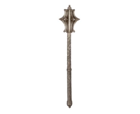 A FINE MACE FORMED ENTIRELY OF STEEL, SECOND QUARTER OF THE 16TH CENTURY, GERMAN OR ITALIAN, with head formed of seven wedge-