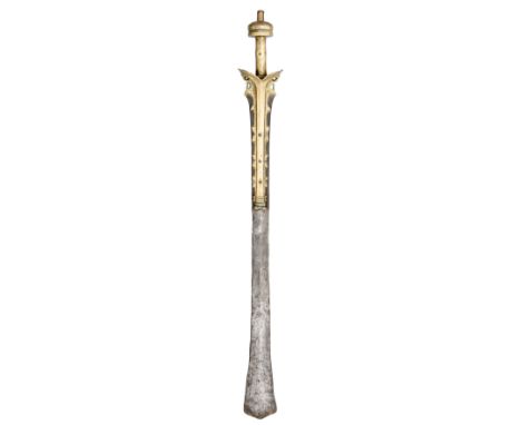 AN UNUSUAL INDIAN SWORD (KHANDA), PROBABLY VIJAYANAGARA, 15TH/17TH CENTURY, with broad light blade of flattened-diamond secti