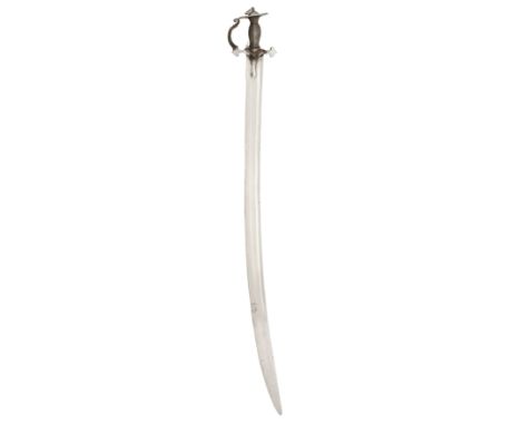 A SOUTH INDIAN SWORD (TALWAR), 17TH/18TH CENTURY, with curved broad single-edged blade (lightly ground in places), formed wit