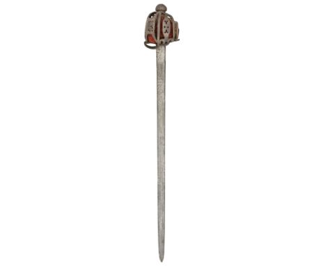 A FINE AND RARE SCOTTISH BACKSWORD WITH SIGNED BASKET-HILT BY JOHN SIMPSON THE ELDER OF GLASGOW, CIRCA 1690-1700, with taperi