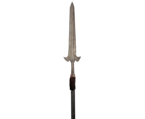 A NORTH EUROPEAN HALBERD AND A PARTISAN, LATE 17TH CENTURY, the first with terminal blade of hollow-diamond section, slender 
