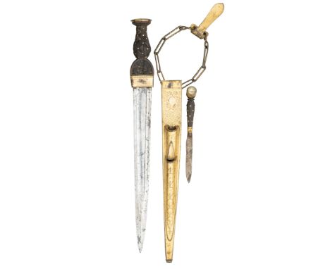 A SCOTTISH DIRK RETAILED BY HUNTER, ARMY CONTRACTOR TO HIS MAJESTY, EDINBURGH, EARLY 19TH CENTURY, with tapering fullered bla
